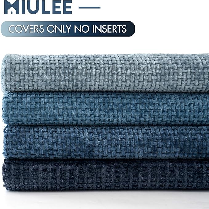 MIULEE Pack of 4 Couch Throw Pillow Covers 20x20 Inch Neutral Blue Soft Decorative Chenille Pillow Covers Farmhouse Accent Cushion Covers for Boho Western Spring Coastal Decor Sofa Bed Living Room - Image 6