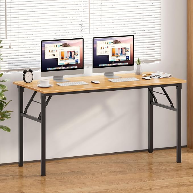 Need Home Office Desk - Large Computer Desk Sturdy Table Foldable Desk Gaming Computer Table No Assembly Required AC5BB 60 inch | Black Frame Writing Gaming Work Table/Foldable Home Office Desk/Sewing Table, No Assembly Required - Image 2