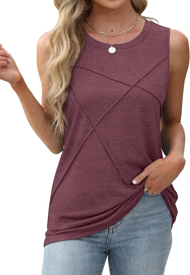 WIHOLL Women's Sleeveless Summer Crewneck Loose Fit Tank Tops - Image 3