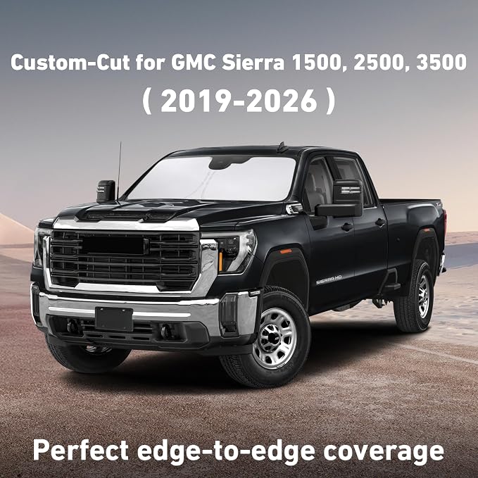 EcoNour Windshield Sunshade Compatible for GMC Sierra 1500 2500 3500 2019-2024 2025 2026, Sun Visor for Front Window Sun Shade Cover, UV Heat Blocker & Protector, Car Accessories - Image 2