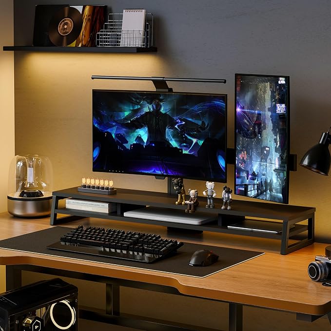 Fenge Dual Monitor Stand for Desk, 42.5in Large Monitor Riser for 2 Monitors, 2 Tier Computer Office Desk Top Shelf, Desktop Storage Stand for Laptop, PC, Computer, Printer - Image 9