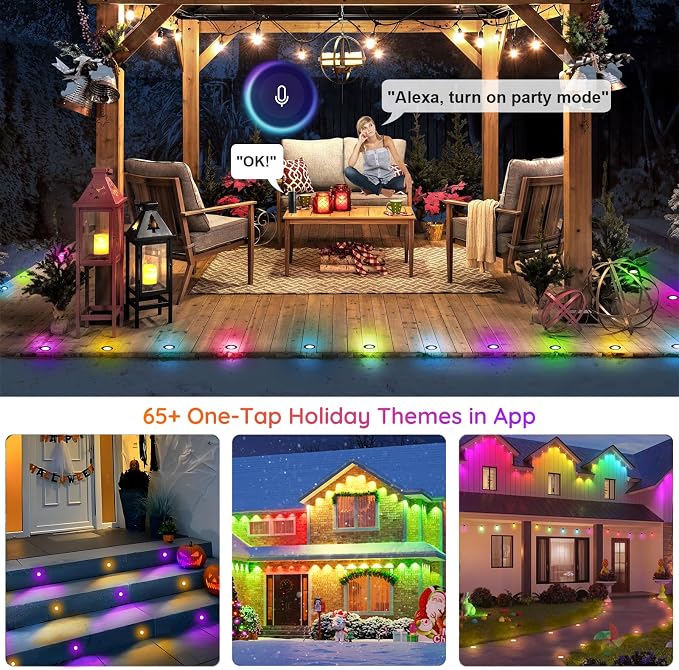 LED Deck Lights Kit, 30 Pack 1.77" Smart RGBW+IC Outdoor Lights | Low Voltage Recessed Deck & Step Lights | IP67 Waterproof Landscape Lighting for Stairs, Pool Deck & Garden | Works with Alexa/Google - Image 2