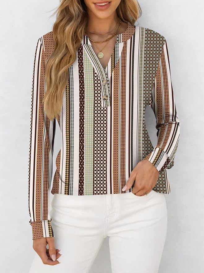 ANRABESS Women's Long Sleeve Shirts 2026 Spring Fashion Dressy Casual Tops Trendy Henley Blouses Cute Work Outfits Clothes - Image 3