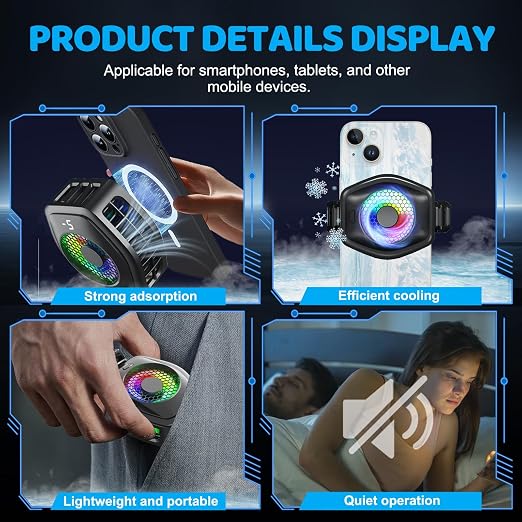 Jremreo 2-in-1 Magnetic & Clip-On Phone Cooler – Semiconductor-Powered Gaming Cell Phone Cooling Fan Radiator for iPhone/Android/iPad/Tablet – Gaming, Video Calls, Live Broadcasting, and Vlog Use - Image 3