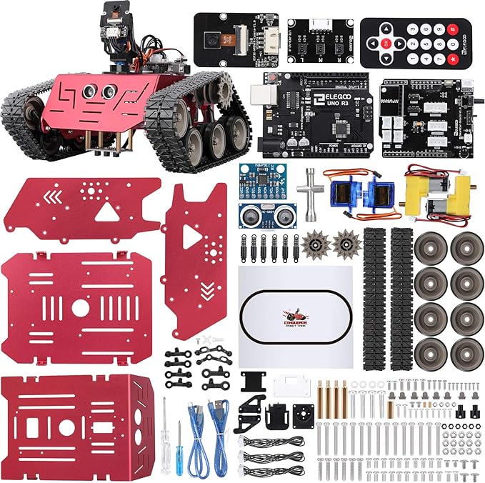 ELEGOO Conqueror Robot Tank Kit with UNO R3, Compatible with Arduino | WiFi FPV Camera, Obstacle Avoidance, Line Tracking Mode, STEM Toys & Projects for Kids, Remote Control, Auto-follow by Unknown