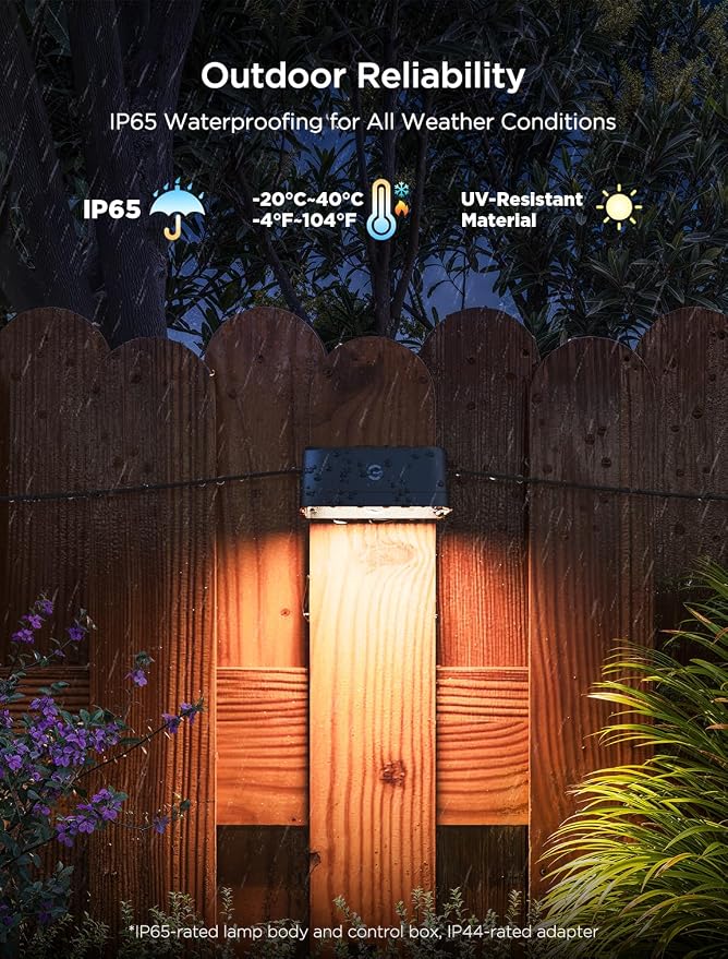 Govee RGBIC Outdoor Deck Lights, 4000K White Light, IP65 Smart Lights | 60+ scene modes, -4°F to 104°F, APP Remote or Voice Control, Work with Alexa, Matter, Google Home, for Outdoor Decor, 32.8ft - Image 5