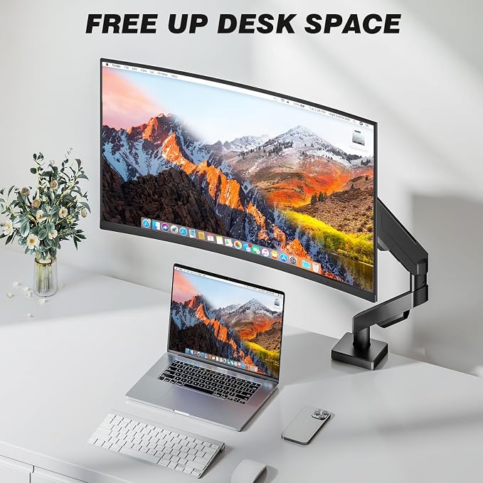 5Rcom Single Monitor Arm for 13-35 Inch Computer Screens | Fully Adjustable Heavy Duty Mount, Holds 22lbs, Fast Install, Cable Management, Black - Image 6