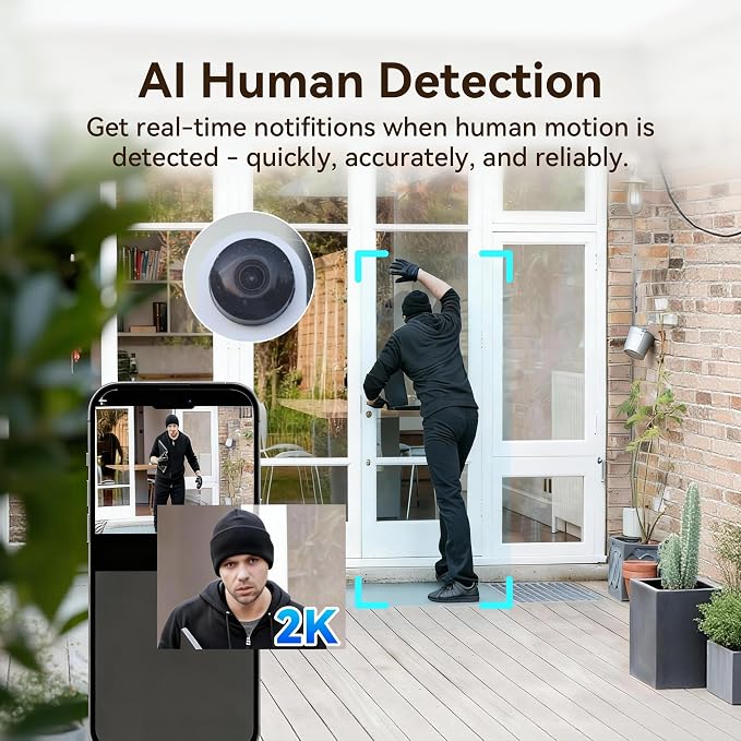 YI 2K Indoor Security Camera with Adhesive Mount, 2-Way Audio, AI Human/Vehicle/Pet Detection, Alerts, Night Vision, Wall/Window Mount, Baby/Pet Monitor, Compatible with Alexa & Google Assistant - Image 3