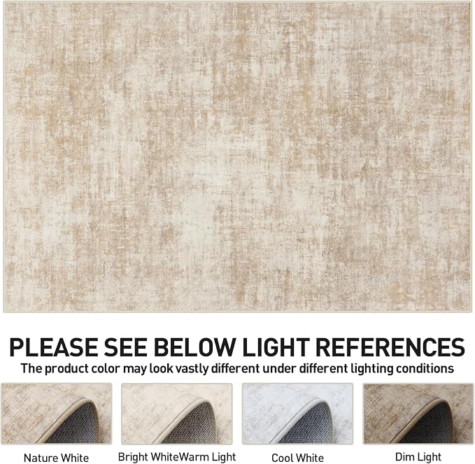 6x9 Area Rugs Washable Rug: Large Modern Abstract Living Room Rug Soft Anti-Skid Thin Carpet Indoor Floor Non-Shedding Carpets for Bedroom Dining Room Farmhouse Nursery Home Office Beige - Image 8