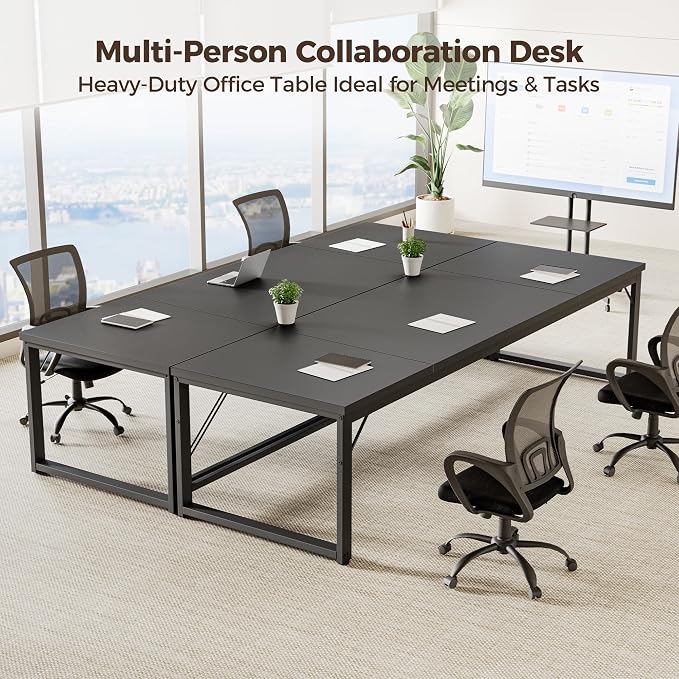 Mericonia 63 Inch Computer Desk, 1" Thick Large Office Table, Black | Modern Simple Style, Heavy Duty Industrial Frame, Large Study & Writing Table for Home Bedroom Work - Image 3