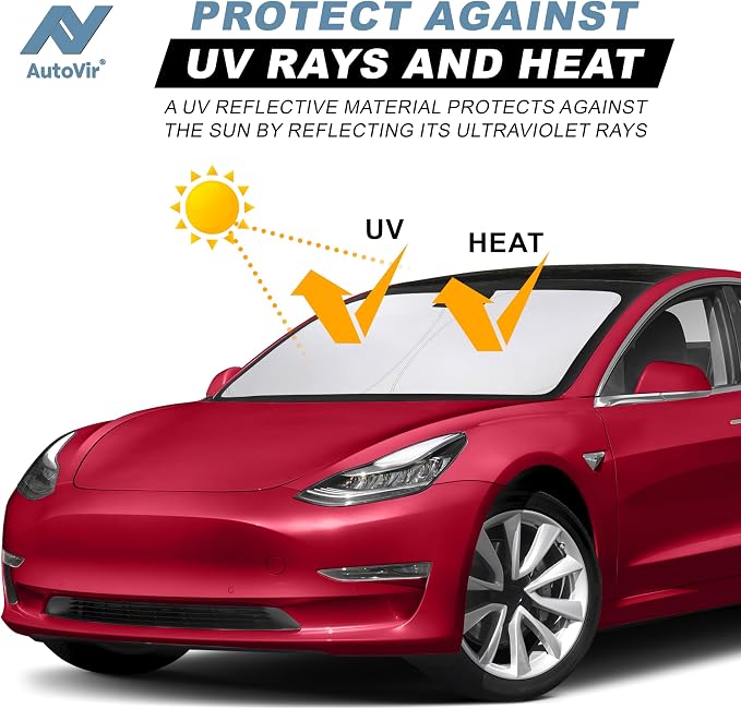 Autovir Windshield Sun Shade, 2017-2026 Tesla Model 3 & Y, 280T Visor Shade - Image 6