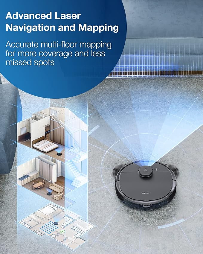 Ecovacs Deebot T8 Robot Vacuum and Mop Cleaner, Precise Laser Navigation, Multi-floor Mapping, Intelligent Object Avoidance, Full-customize clean, No-go and No-mop Zones, Auto-empty Station Compatible - Image 4