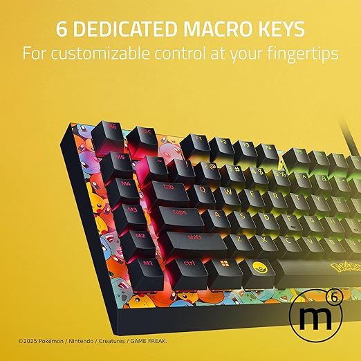 Razer BlackWidow V4 X Mechanical Gaming Keyboard, Pokémon Edition | Green Switches Tactile & Clicky, 6 Macro Keys, Chroma RGB, Doubleshot ABS Keycaps, Sound Dampening & Stabilizers - Image 4