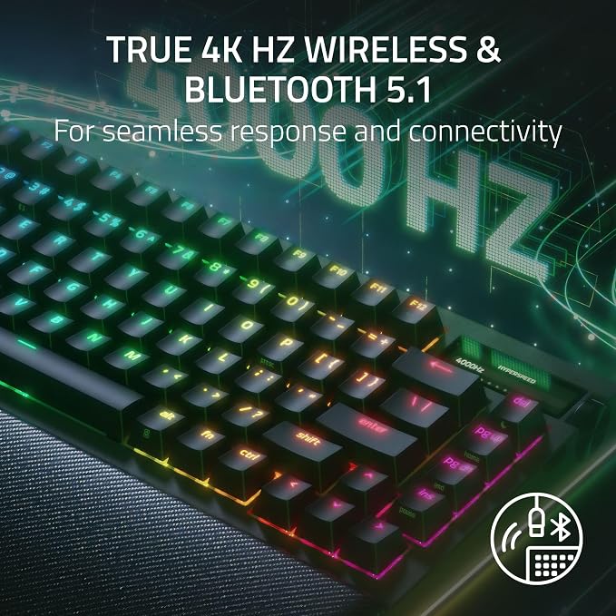 Razer BlackWidow V4 Pro 75% Wireless Gaming Keyboard, Orange Switches | Tactile & Quiet Switches, OLED Display, Hot Swappable, 4K Hz Wireless, Bluetooth, Command Dial, Chroma RGB, Razer Snap Tap - Image 2