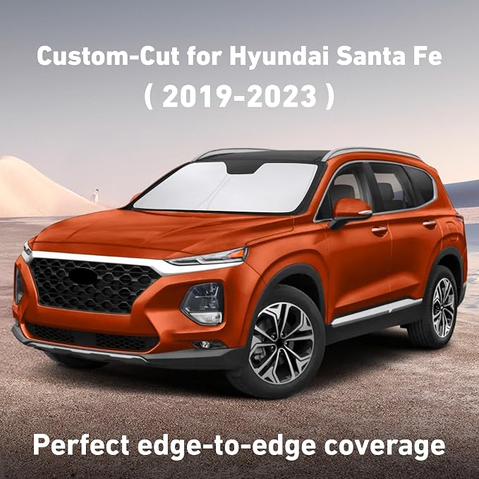 EcoNour Windshield Sunshade Compatible for Hyundai Santafe 2019-2021 2022 2023, Sun Visor for Front Windshield & Window Sun Shade Cover, UV Heat Blocker & Protector, Car Accessories - Image 2