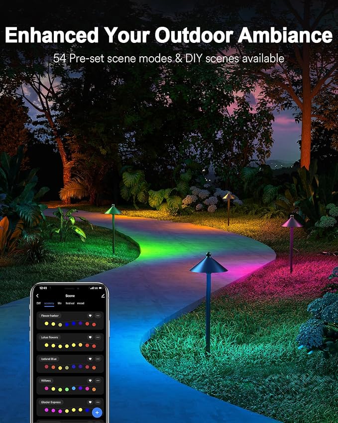 Lumary Smart Low Voltage Pathway Lights 2000LM, IP65 Waterproof, 24V | RGBAI/Cool/Warm light, Timer, 50+ Scenes, Custom Schedules, Works with Alexa/Google Home, Garden/Driveway/Landscape Lighting - Image 6