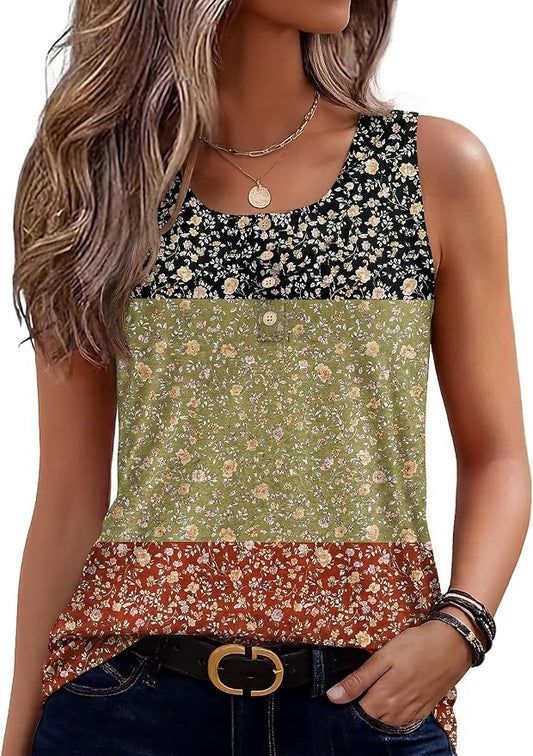 Zeagoo Womens Tank Tops Summer Sleeveless Tops Loose Button Henley Shirts Crew Neck Dress Casual 2026 Clothes by Zeagoo