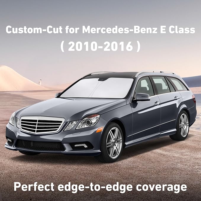 EcoNour Windshield Sunshade Compatible for Mercedes-Benz E-Class 2010-2014 2015 2016, Sun Visor for Front Windshield & Window Sun Shade Cover, UV Heat Blocker & Protector, Car Accessories - Image 2