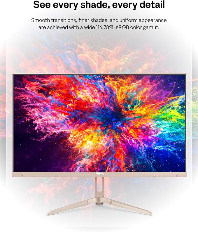 Pixio PX249 Wave Pink Rose Gold 24 inch 240Hz Refresh Rate FHD 1080p Resolution Fast IPS Panel 1ms GTG Response Time Built-in Speakers Gaming Monitor with Adaptive Sync - Image 6