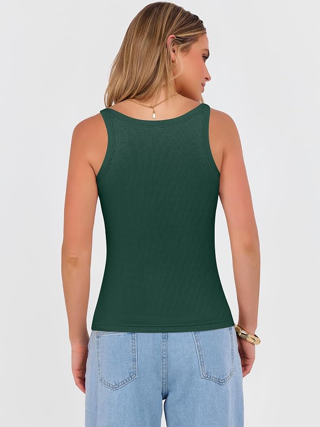 ANRABESS V Neck Tank Tops for Women Ribbed Knit Camisole 2026 Summer Casual Sleeveless Slim Fitted Basic Cami Shirts Clothes - Image 5