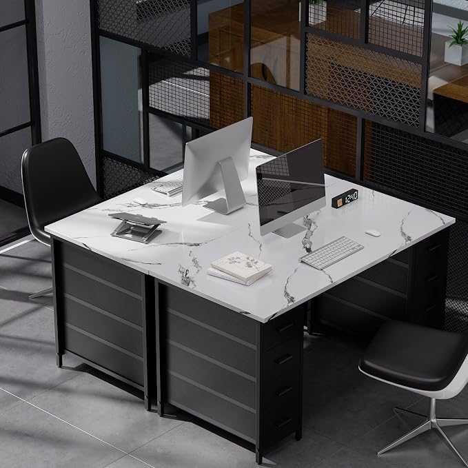 Pamray 47 Inch Computer Desk with 8 Fabric Drawers for Home Office Work | Ample Storage, Space-Saving, Suitable for Home Office Bedrooms Dorm Living Rooms for Study, Writing, Work - Image 5