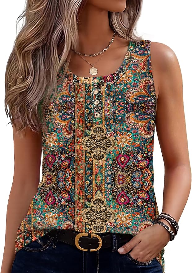 Zeagoo Womens Tank Tops Summer Sleeveless Tops Loose Button Henley Shirts Crew Neck Dress Casual 2026 Clothes by Zeagoo