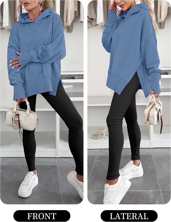 ANRABESS Womens Oversized Hoodies Long Sleeve Fleece Side Slit Hooded Sweatshirts Pullover 2026 Fall Outfits Y2K Clothes - Image 6