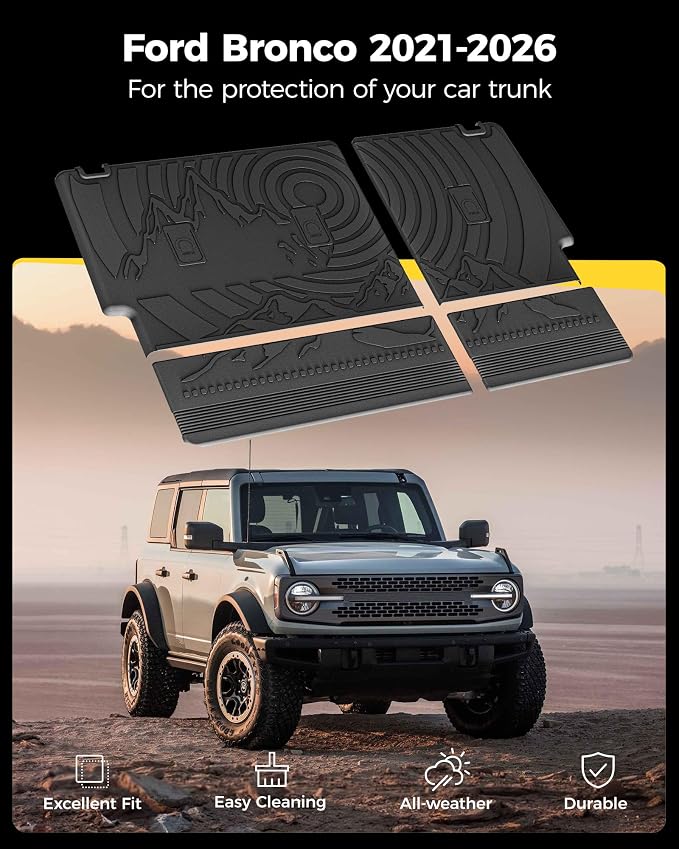 3W Ford Bronco Back Seat Cover Custom Fit for 2021-2025 2026 Bronco 4 Door All Weather Fit for Floor Liner Backrest Mats Full Set Ford Bronco Accessories - Image 2