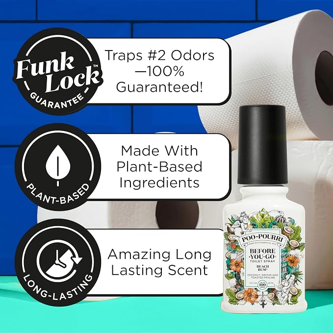 Poo-Pourri Before-You-Go Toilet Spray, Beach Bum, 2 Fl Oz, Up to 100 Uses, Bathroom Odor Deodorizer with Essential Oils for Home or Work, Travel Essentials, TSA Approved Size, Coconut, Orchid Scent - Image 2