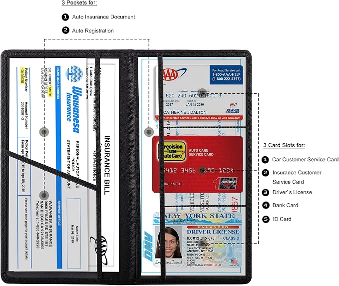 TOURSUIT Car Registration and Insurance Card Holder, Cross Black | Vehicle License Document Organizer, Glove Box Compartment, Interior Car Accessories, For Women Men - Image 2