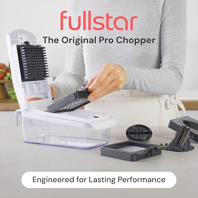 Fullstar Pro Original Vegetable Chopper Kitchen Prep Tool | 2 in 1 Veggie Slicer, Onion & Fruit Cutter with Sharp Stainless Steel Blades & Container, All-in-One Food Prep Tool (White) - Image 2