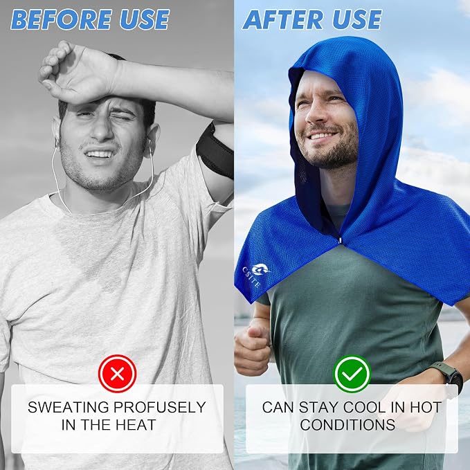 CSITE 4 Pack Cooling Hoodie Towels for Neck and Face, UPF 50 Sun Protection & Instant Cooling, Ice Towels for Hot Weather, Soft Breathable Towel for Sport, Work Out, Gym, Camping & More Activities - Image 4