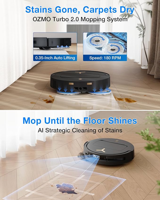ECOVACS DEEBOT T50S PRO Omni Robot Vacuum and Mop, 25,000 Pa Suction, ZeroTangle 3.0 Anti-Tangle, TruEdge 2.0 Extendable Brush & Mop, AIVI 3D Obstacle Avoidance, Auto Mop Wash & Dry, Self-Emptying - Image 6