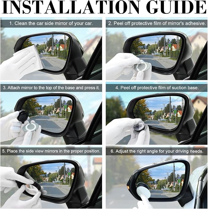 LivTee Blind Spot Car Mirror, Oval HD Glass Frameless Convex Side Mirror Blindspot, Reusable 360° Wide Angle Rear View Car Mirrors with Powerful Adjustable Suction Cup - Exterior Mirrors - Image 4