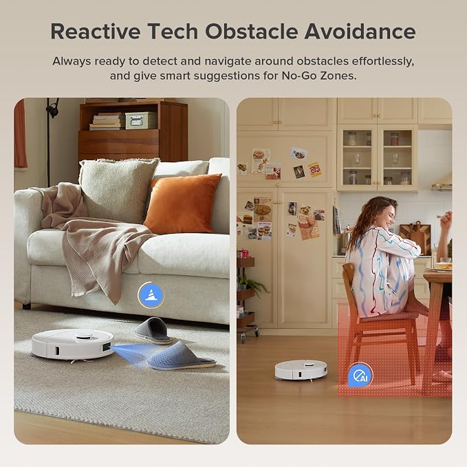 roborock Qrevo Series Robot Vacuum and Mop, Upgraded from Qrevo S | 8000Pa Suction, Anti-Tangle Brushes, Smart Obstacle Avoidance, Auto Mop Washing, All-in-One Dock, Spinning Mop, White(QV 35A) - Image 7