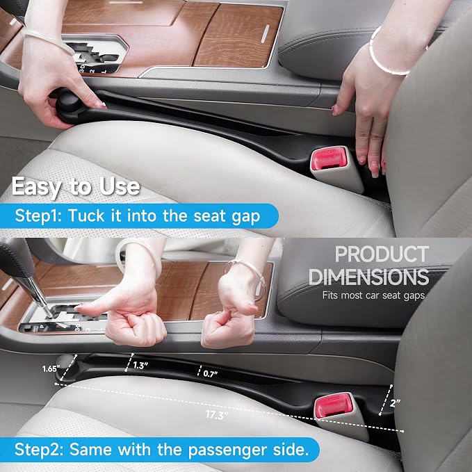 Givifive Car Seat Gap Filler Set of 2, Soft Foam Multifunctional Seat Side Gap Filler with Organizer & Hook Function, 3in1 Gap Stopper Universal Fit Car SUV Truck Fill The Gap Between Seat & Console - Image 9