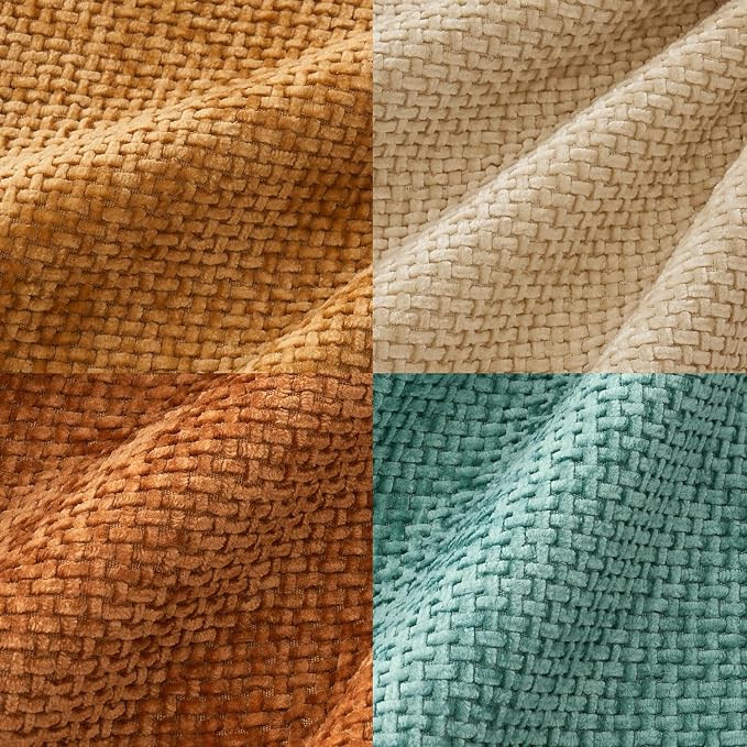 MIULEE Pack of 4 Orange/Teal Couch Throw Pillow Covers 18x18 Inch Yellow Green Soft Decorative Chenille Pillows Farmhouse Accent Cushions for Boho Fall Home Decor Sofa Bedroom Living Room - Image 6
