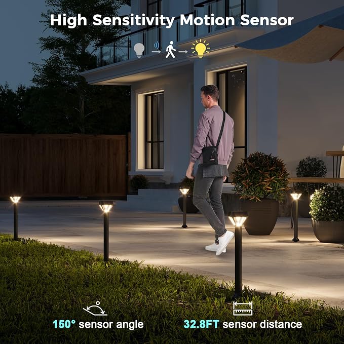 XMCOSY+ Smart Solar Pathway Lights, Bluetooth APP Control with Motion Sensor, 150LM RGBCW Color Changing Landscape Lighting for Yard, Garage, Garden, Lawn, IP65 Waterproof, 2 Pack - Image 4