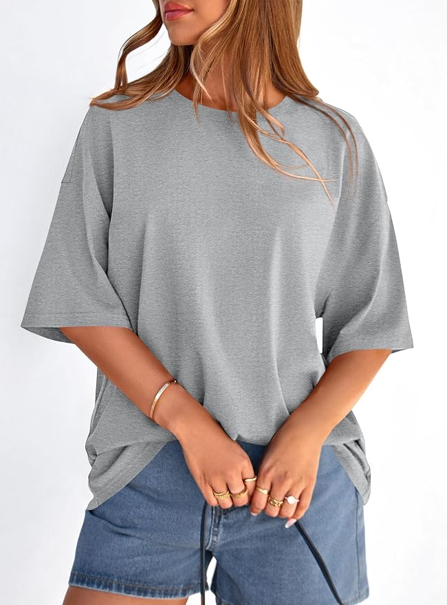 PRETTYGARDEN Womens 2026 Spring Going Out Tops Casual Short Sleeve Crewneck Loose Fit Basic Oversized T Shirts Summer Outfits - Image 5