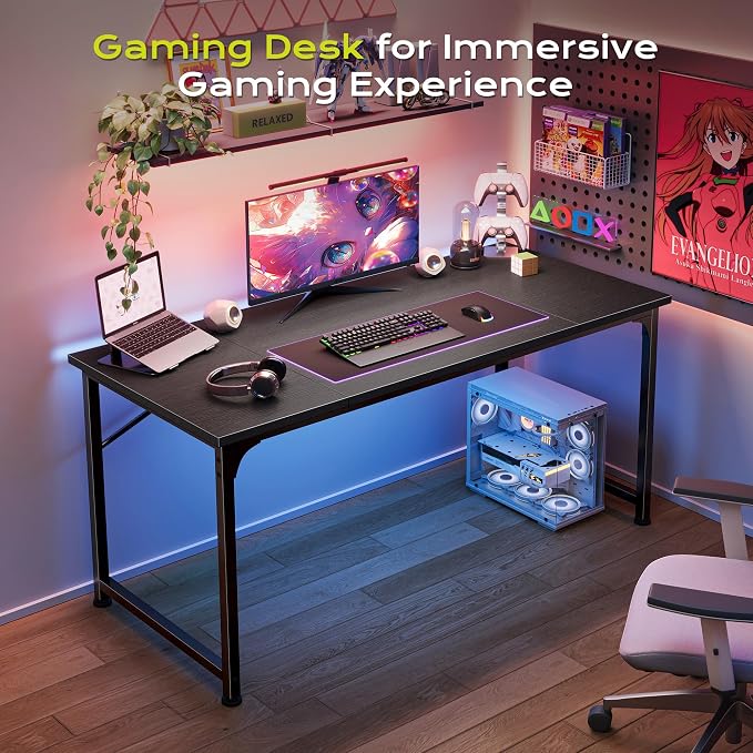PRAISUN 47 Inch Computer Desk, Home Office Desk with Spacious Desktop, Black - Image 8