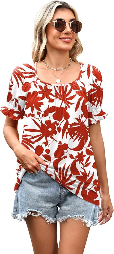 WIHOLL Womens Short Sleeve Square Neck Summer Tops Dressy Casual Blouses Trendy Clothes 2026 - Image 5