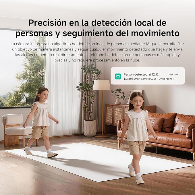 XIAOMI Smart Camera C201, 1080p Indoor Security Camera with Physical Lens Shielding, 360° Panoramic View, AI Human & Pet Detection, Full-Color Night Vision, Wi-Fi 6, Works with Google Assistant, 1pack - Image 4