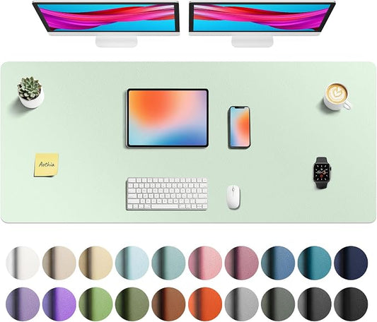 Aothia Faux Leather Desk Mat - Non-Slip PU Leather Desk Blotter, Waterproof Writing Surface, Large Desk Pad for Office & Home (Aqua, 55" x 24") by AothiaSimpleNaturalUnique