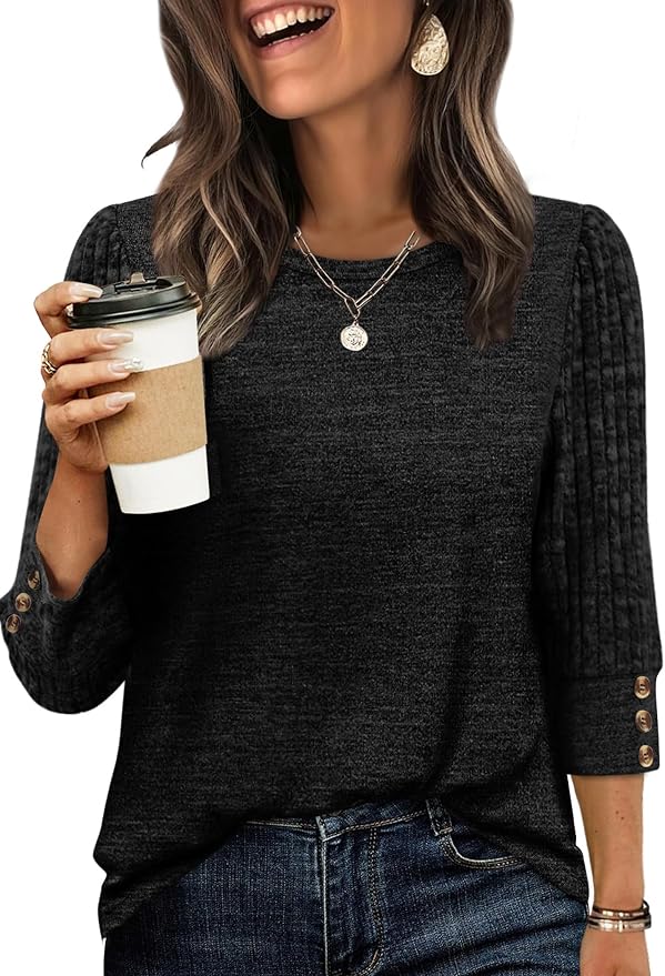 WIHOLL 3/4 Length Sleeve Womens Tops Sweaters Shirts Lightweight Spring Outfits 2026 Winter Clothing S-2XL by WIHOLL