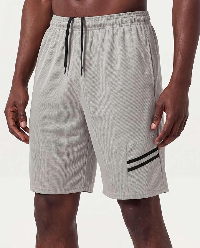 5 Pack Men's Mesh Shorts Athletic Basketball Sports Gym Workout Pockets | Cooling Moisture-Wicking, 9", Long, Quick-Dry, Breathable, Elastic Drawstring Waistband. Running, Exercise, Soccer, Training. - Image 2