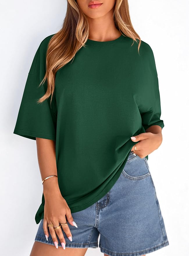 PRETTYGARDEN Womens 2026 Spring Going Out Tops Casual Short Sleeve Crewneck Loose Fit Basic Oversized T Shirts Summer Outfits - Image 4