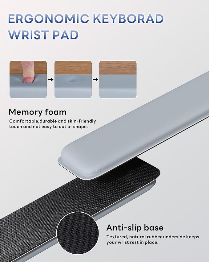 Laborio Computer Keyboard Wrist Rest, Keyboard Riser Stand for Desktop | Gray, Ergonomic Acrylic Keyboard Holder, Non-slip Wrist Pad, Pain Relief for Typing, Multiple Colors - Image 5