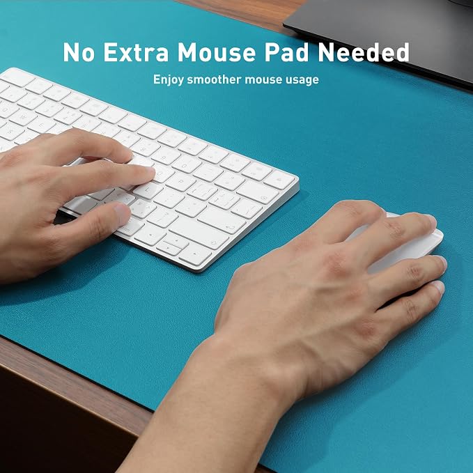 Aothia Faux Leather Desk Mat – Large Mouse Pad, Non-Slip PU Leather Blotter, Waterproof Writing Surface for Office and Home (Turquoise, 47.2" x 23.6") - Image 4