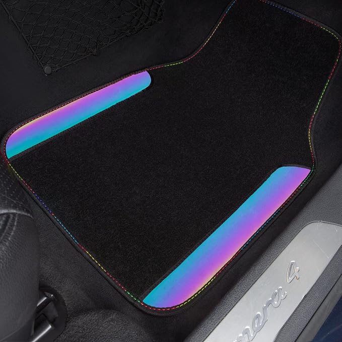 CAR PASS Chameleon Iridescent Reflective PU Leather&Waterproof Universal Carpet car Floor mats,Fit for 95% Suvs,Sedans,Vans,Trucks&Car Mat for Women(Reflective Color Change) - Image 5