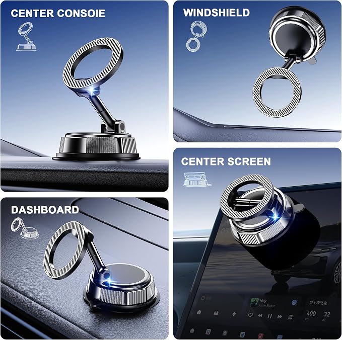 Qifutan for MagSafe Car Phone Holder Mount Phone Mount for Car Windshield Dashboard Air Vent Universal Hands Free Automobile Cell Phone Holder Fit for iPhone Smartphone Camera Mounts - Image 2